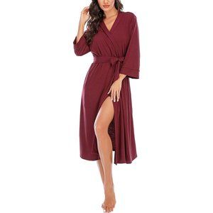 Women Kimono Robes Lightweight Long Robe Knit Bathrobe Soft Sleepwear